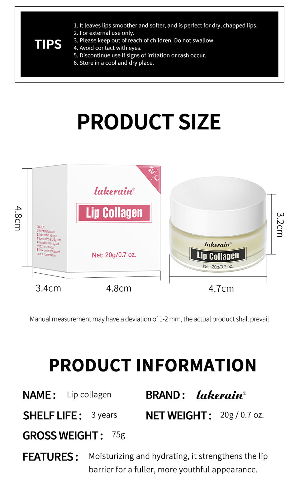 Collagen Lip Mask,Autumn and Winter Lip Moisturizing, Deep Moisturizing Overnight Lip Balm Lip Plumper for Dry Repair Lip Care
