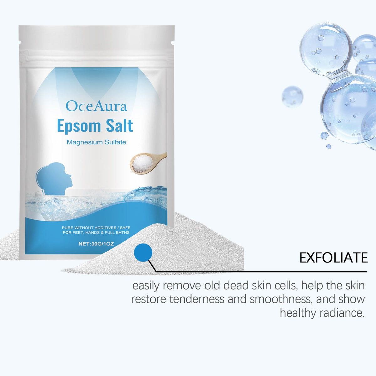 Epsom Salt Magnesium Sulfate Moisturizing Exfoliating Pure Natural Feet Hands Bath Body Relaxation Muscle Relief Detox Skin Care