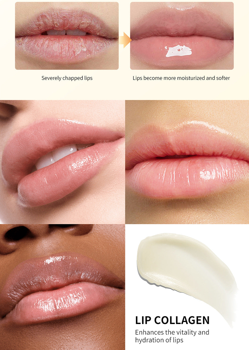Collagen Lip Mask,Autumn and Winter Lip Moisturizing, Deep Moisturizing Overnight Lip Balm Lip Plumper for Dry Repair Lip Care