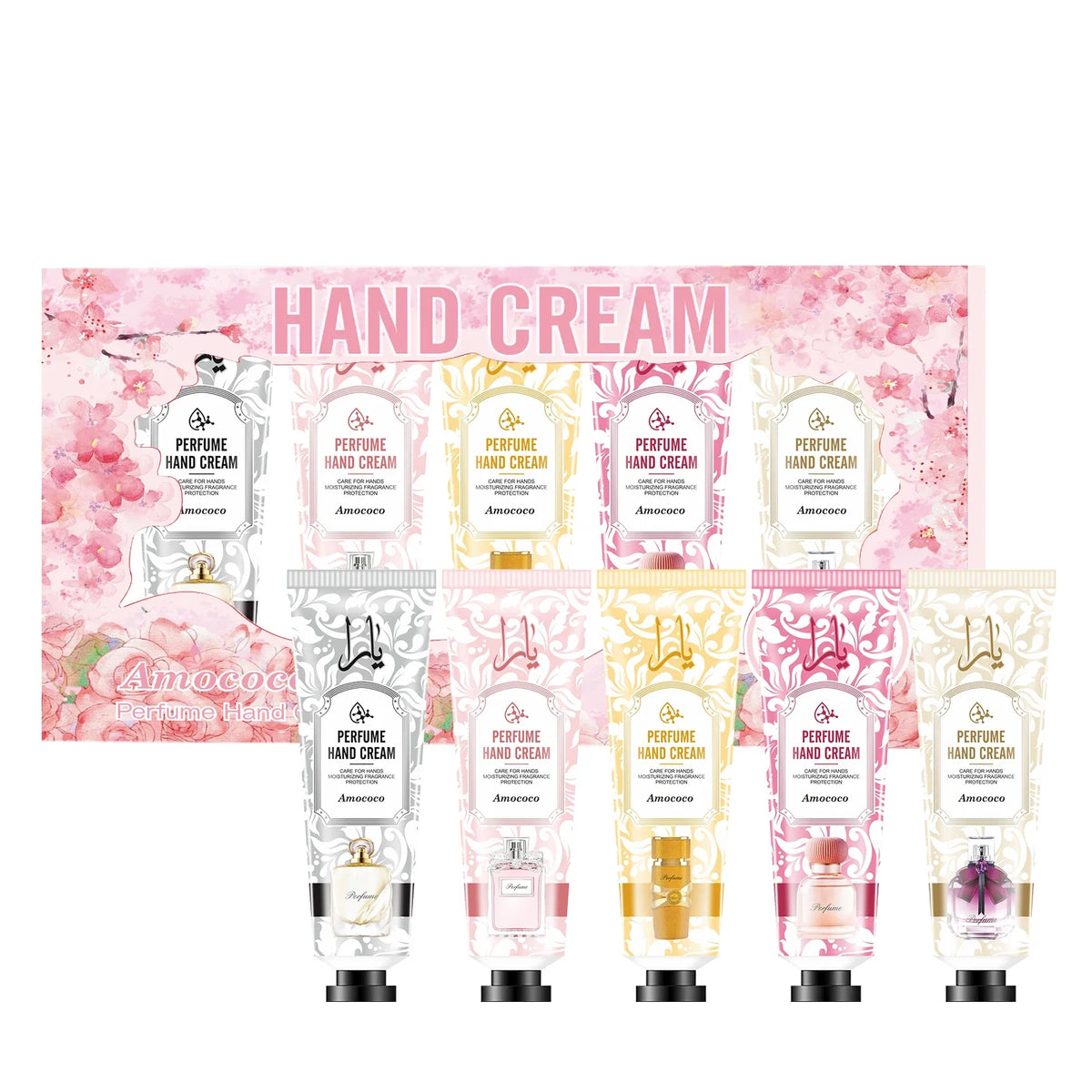 Amococo Perfume Hand Cream Set Moisturizing Hand Lotion Gift Box For Women Travel Size Hand Care Kit