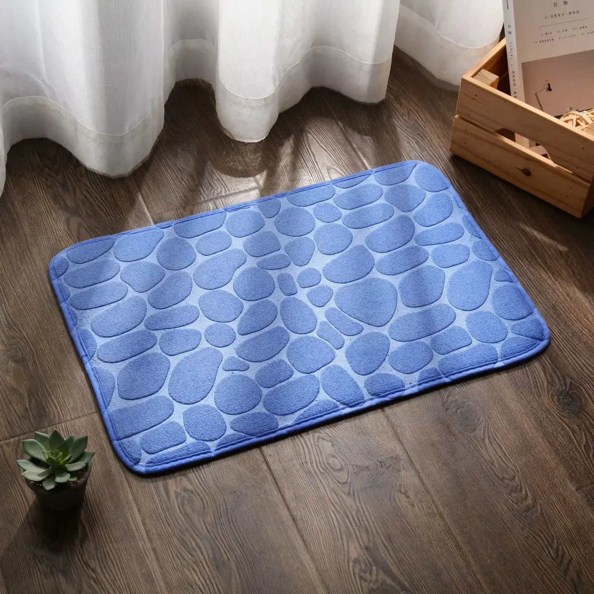 3D Non Slip Bathroom Mat Cobblestone Embossed Bath Mats Absorbent Doormat Carpet Door Floor Mats Machine Washable Quick Drying