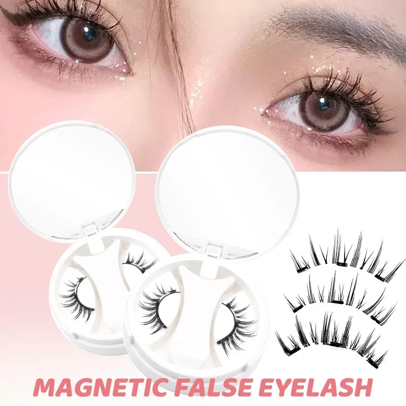 3D Magnetic Eyelashes Kit Reusable Natural Magnetic False Eyelashes Set No Glue Needed Magnet Lashes with Applicator Magnetic