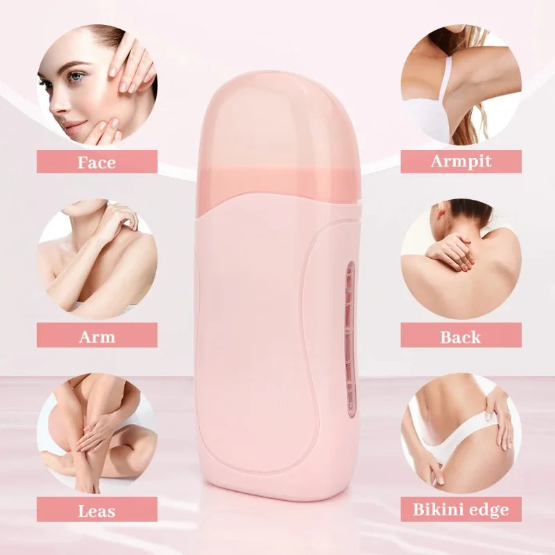 Epilatory Waxing Kit - Rose painless bikini wax Roll-On Wax Includes Heater Machine Refillable Wax And 100PCS Waxing Papers