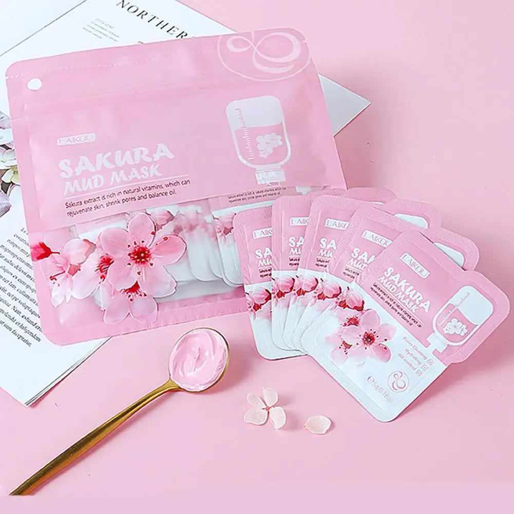 Japan Sakura Mud Face Mask Deep Cleansing Remove Blackheads Oil-Control Clay Mask Moisturizing Deep Cleansing Facial Skin Care