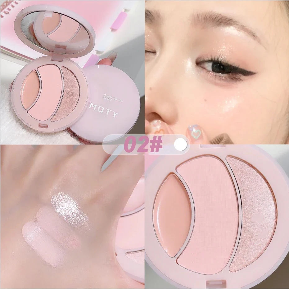 3D Matte&Shimmer Highlighter Powder Cream Water Light Pearl High Gloss Brighter Contouring Face Shading Concealer Makeup Palette