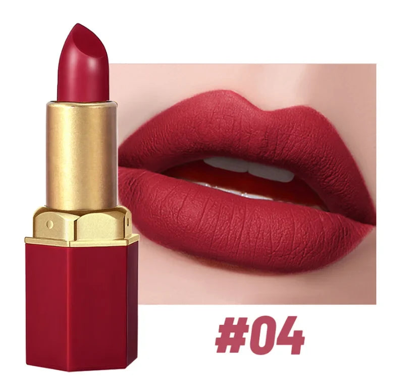 6 Colors Gold Bar Lipstick Diamond Pearlescent Glitter High Shine Non Sticky Long Lasting Pink Lips Makeup