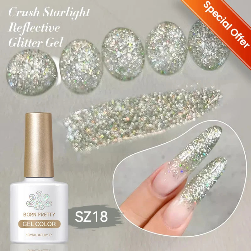 BORN PRETTY Gold Pink Cat Magnetic Gel Polish 10ml Water Light Spaking Glitter  Soak Off UV Semi Permanent Varnish Manicure