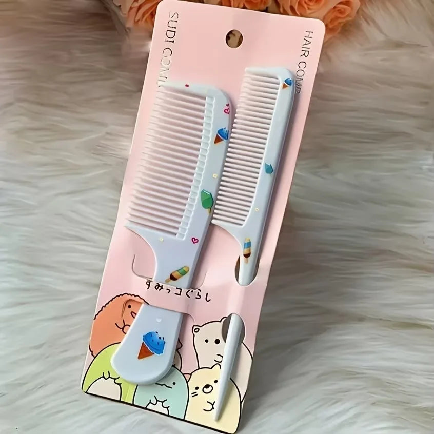 2pcs Cute Kids Hair Comb Set Anti-static Strawberry Comb for Girls Portable Hairdressing Comb