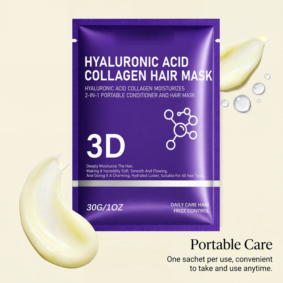3D Hair Mask For 2in1 Hyaluronic Acid Collagen Conditioner Deep Moisturizing Anti Frizz Repair Dry Damaged Hair Soft Hair Cream