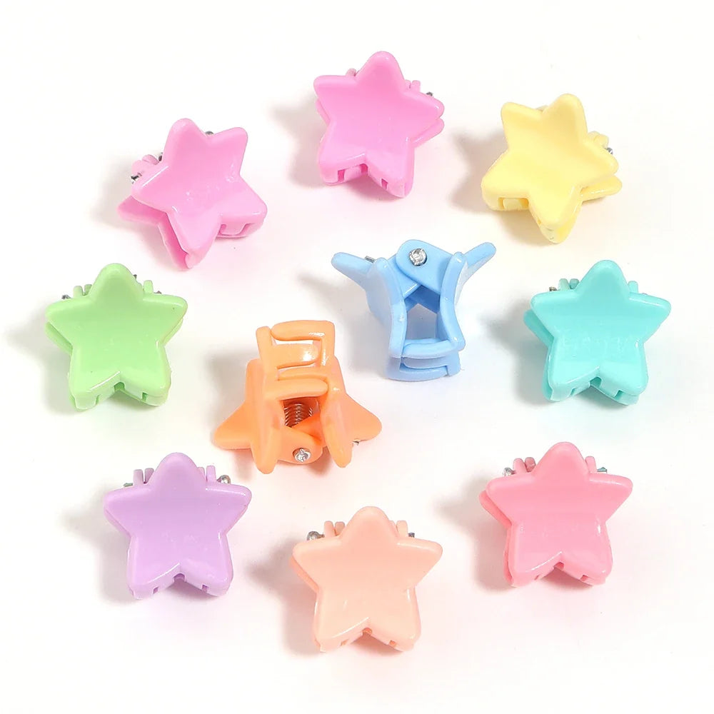 100pcs Mini Colorful Flower Star Hair Grabbing Claw Clips for Baby Girls Bangs Broken Hair Styling Tool Small Hair Accessories