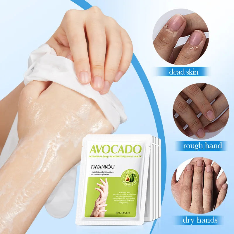 5 Pairs Avocado Moisturizing Hand Mask Hands Remove Dead Skin Rejuvenating Nourishing Hydrating Hand Skin Care Products