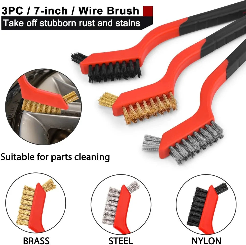 3-45Pcs Brass Cleaning Brush Metal Brass/Stainless Steel/Nylon for Gas Hoods Grease and Stain Removal Cooktop Cleaning Tool