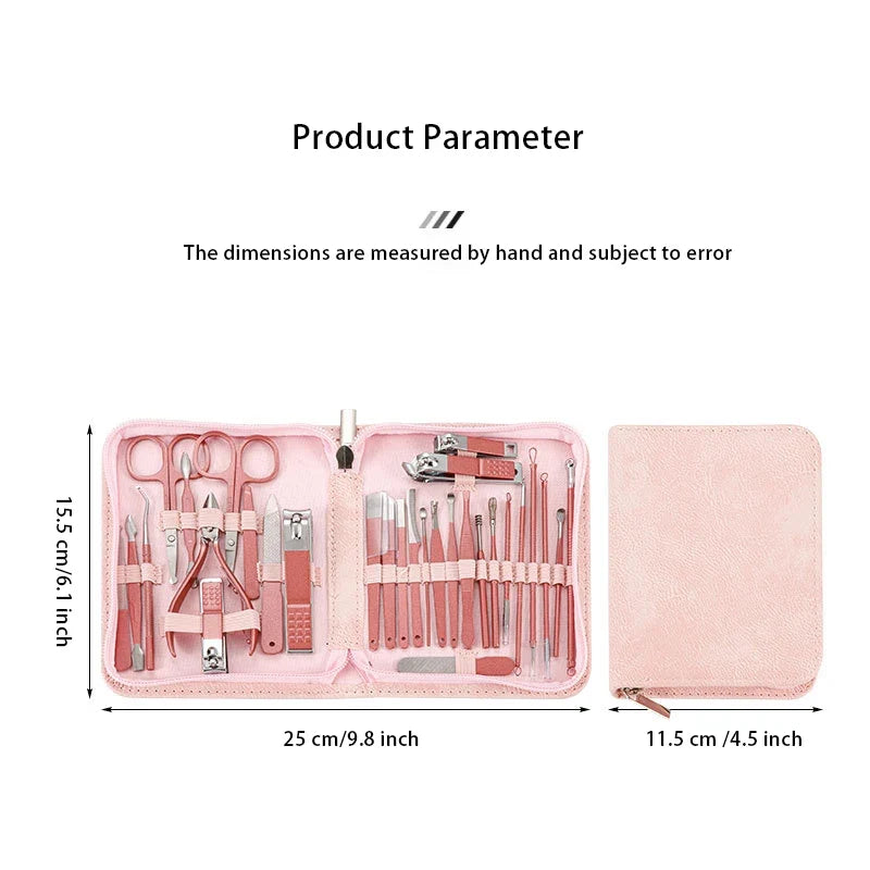 30 pcs Nail Clippers Manicure Tool Set, With Portable Travel Case, Cuticle Nippers And Cutter Kit, Professional Nail Clippers