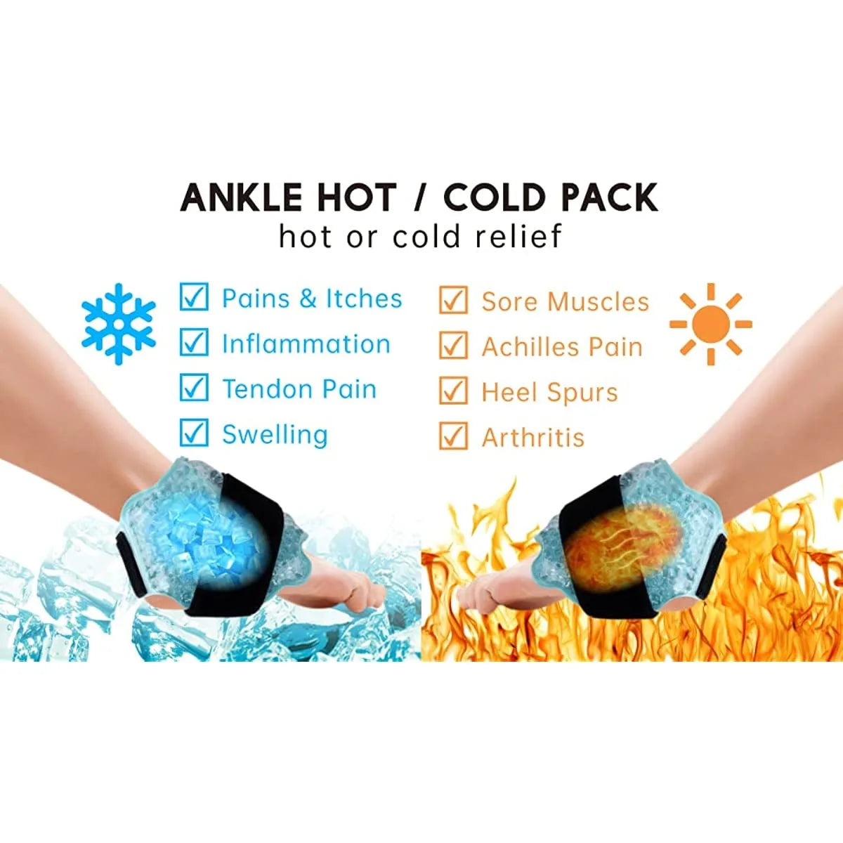 Ankle/Sports Foot Ice Pack - Hot & Cold Gel Pack with Adjustable Stand for Myofascial & Feet - Microwaveable, Freezable & Reusab