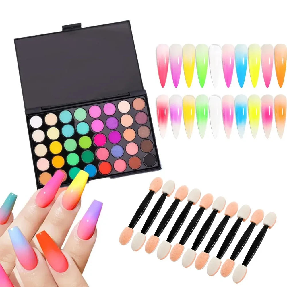 40 Color Ultimate Palette Matte Finish Nail Glitter Powder Long-Lasting Gradient Rainbow  Blush High Pigment Nail Makeup Kits
