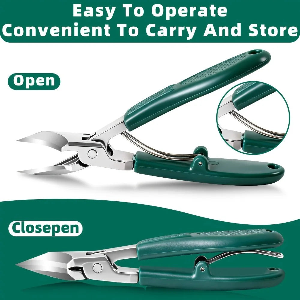 3pcs Stainless Steel Wide Jaw Opening Toenail Clippers Set Long Handle Angled Head Anti-Splash Design for Ingrown and Thick Toen