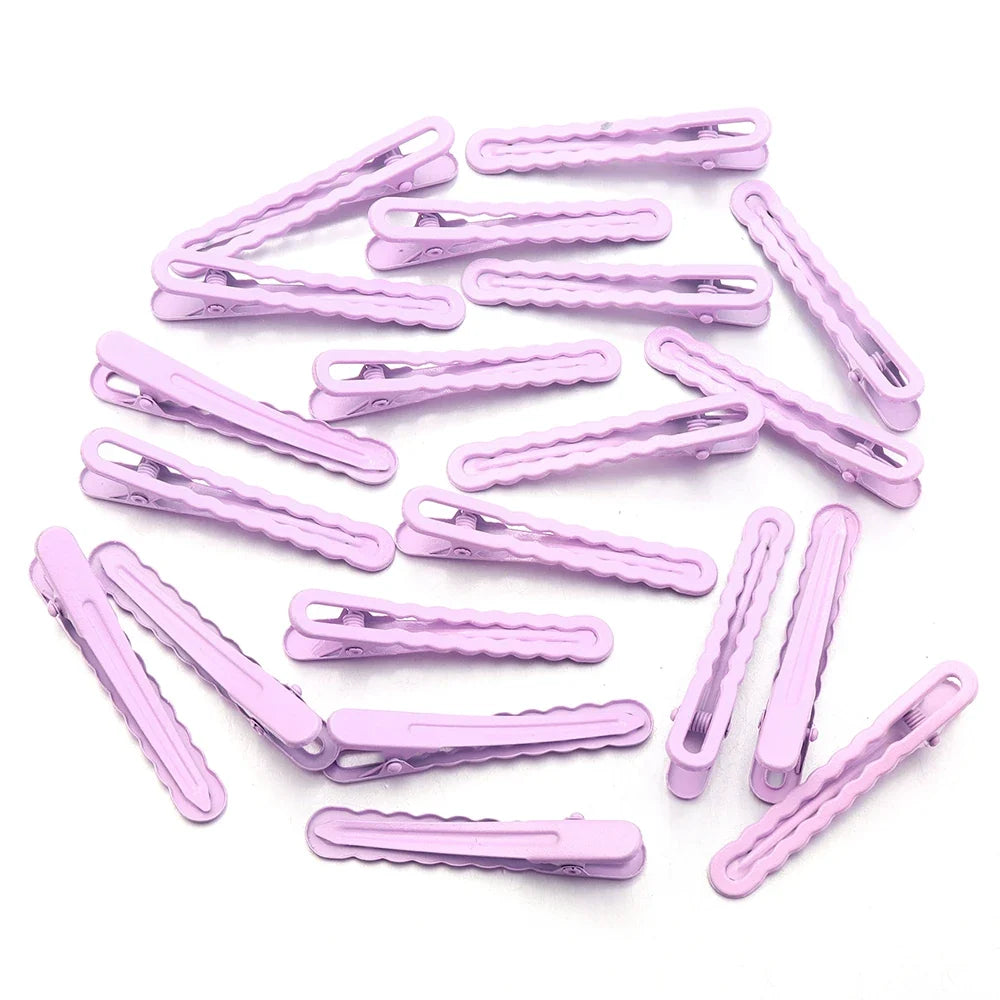 50pcs 6cm Candy Colored Hair Clips Women Girls Metal Hairpins Hollow Bangs Side Clip for Makeup Hair Styling Hairgrip Wholesale