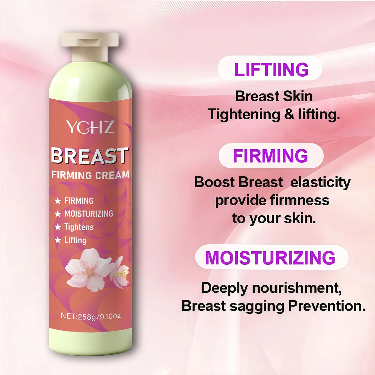 9.1 oz Breast Firming Cream, Containing Olive Oil, Vitamin E, and Honey, for Firming Breast Skin, Moisturizing and Firming Women's Body Skin Care Cream