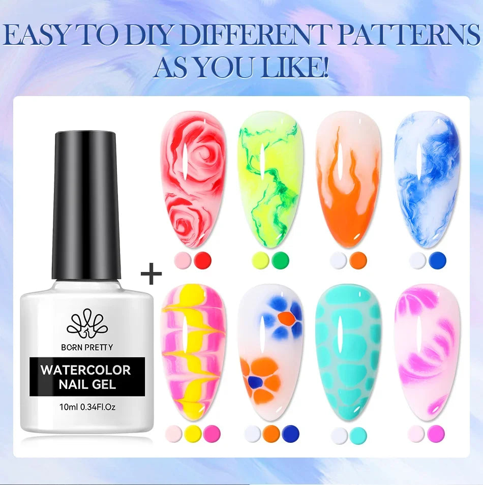 BORN PRETTY 10ml Clear Blooms Gel Polish UV LED Soak Off Nail Art Polish for Spreading Effect Marble Nail Polish Gel Painting