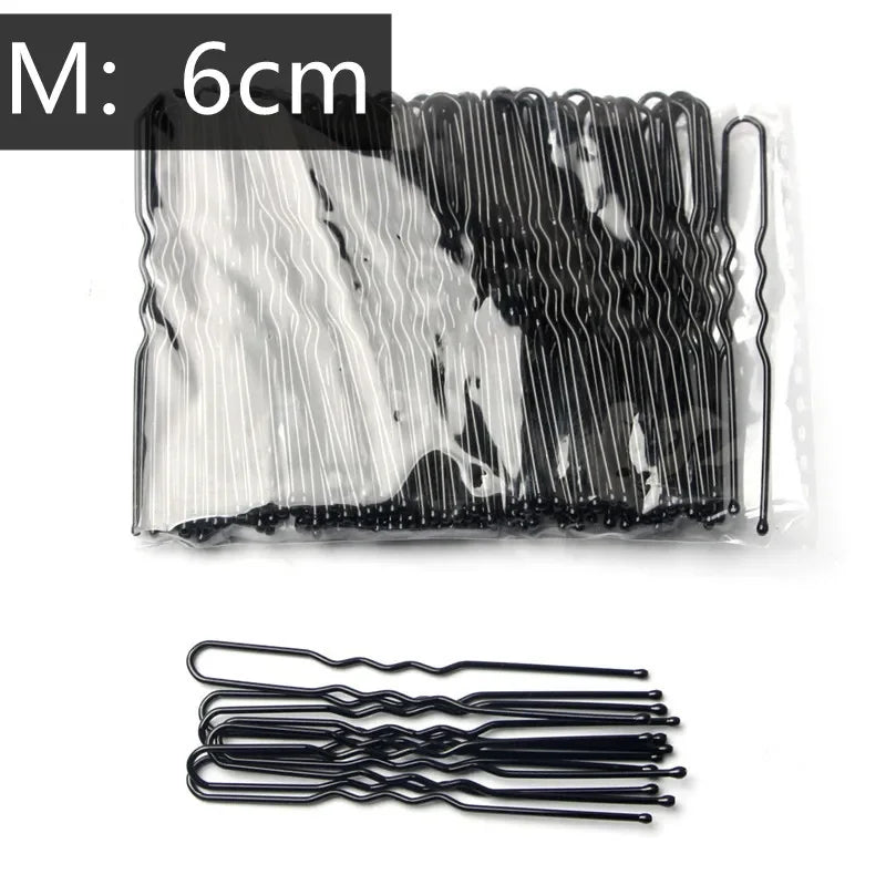 5/6/7cm Alloy Bobby Pins Barrettes U Shaped Metal Hair Pins Waved Hair Clips Bridal Hair Pins Hair Styling Tools Black 50Pcs/Bag