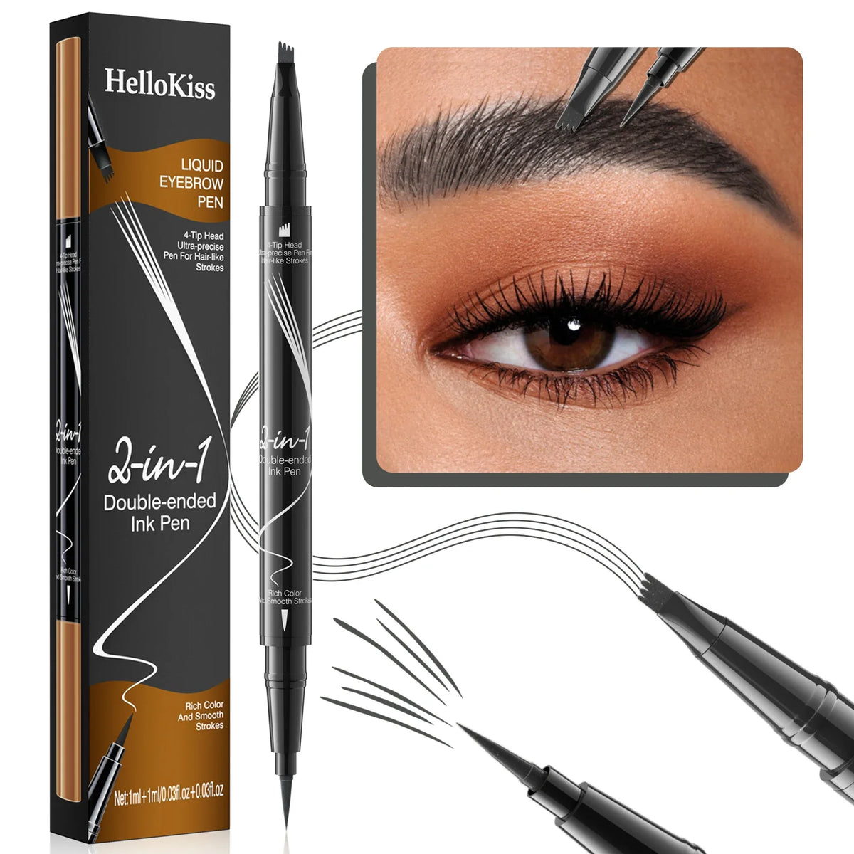4 Point Eyebrow Pencil Waterproof Liquid Eyebrow Pen Makeup Long Lasting Cosmetic Microblade Brow Pencil