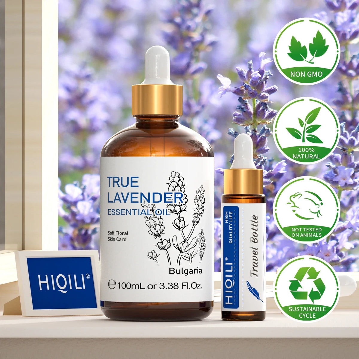 HIQILI 100% Pure Lavender Essential Oil 100ML Aromatherapy Diffuser Oil for Sleep Relaxation Diffuser Massage Skin Care