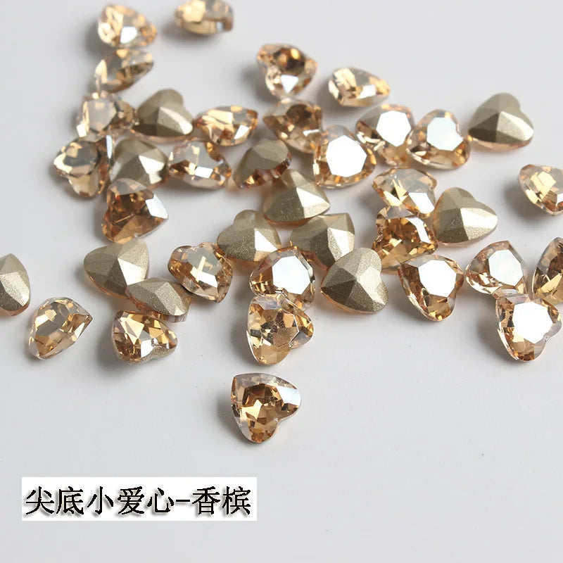 K9 100pcs 6mm Small Heart DIY for phone shell,Nail,Bag,Clothes 3D Diamond Stone Decoration Glitter Manicure Jewelry Accessories