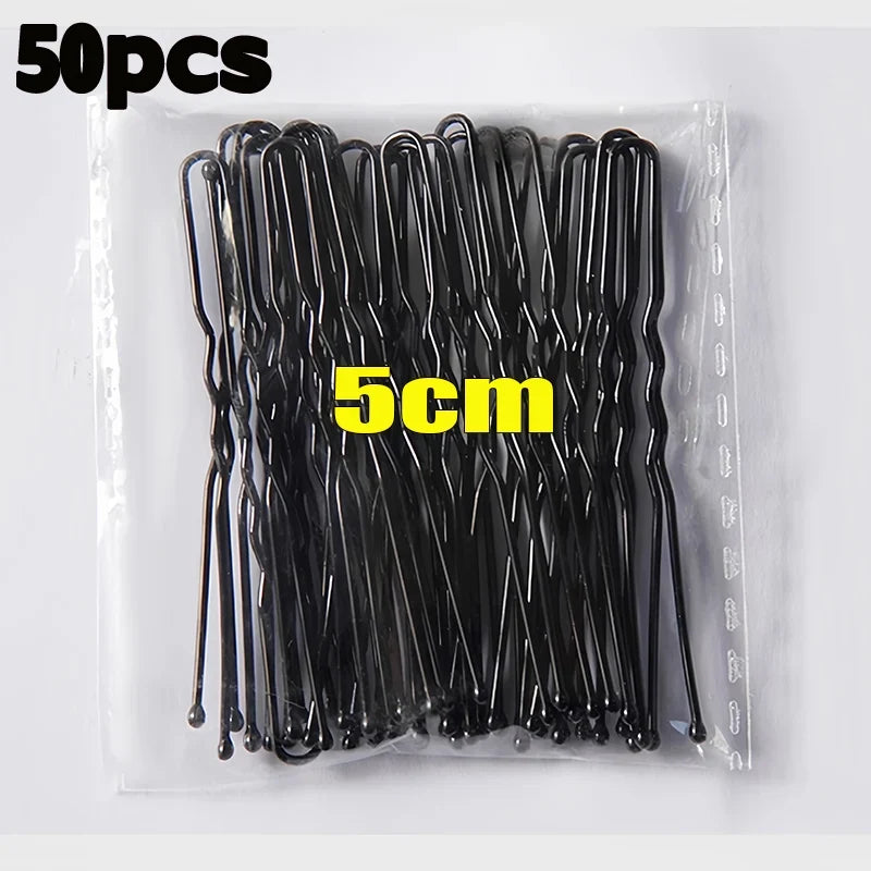 5/6/7cm Black Hair Clips U-Shaped Bobby Pin Invisible Wavy Hairpin Hairstyle Styling Metal Hair Grip Barrette Hair Accessories