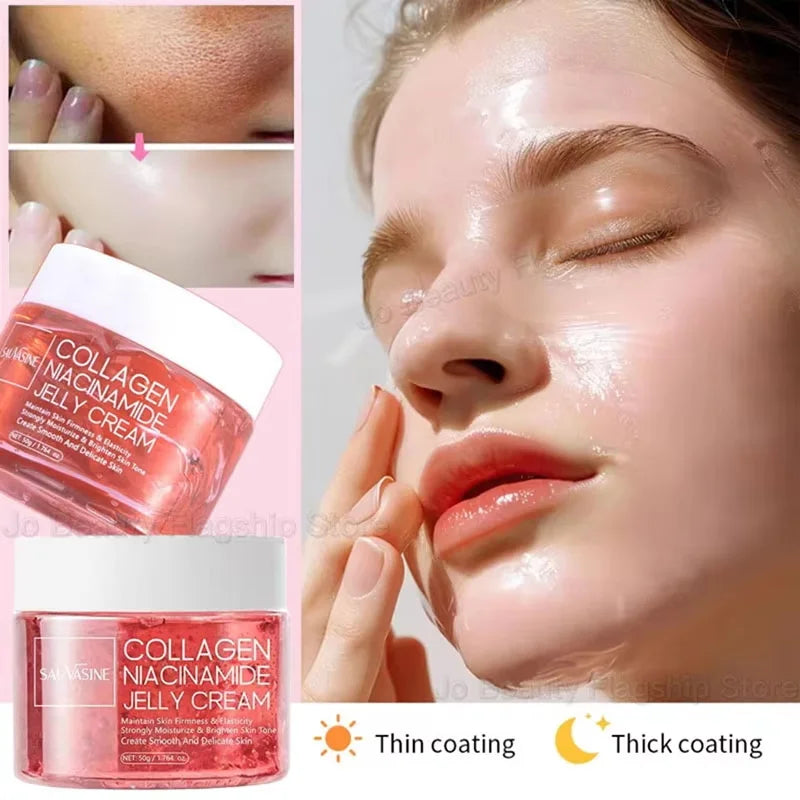 50g Collagen Niacinamide Jelly Cream Deep Moisturizing Pore Shrinking Brightening Niacinamide Gel Lifting Firming Face Skincare