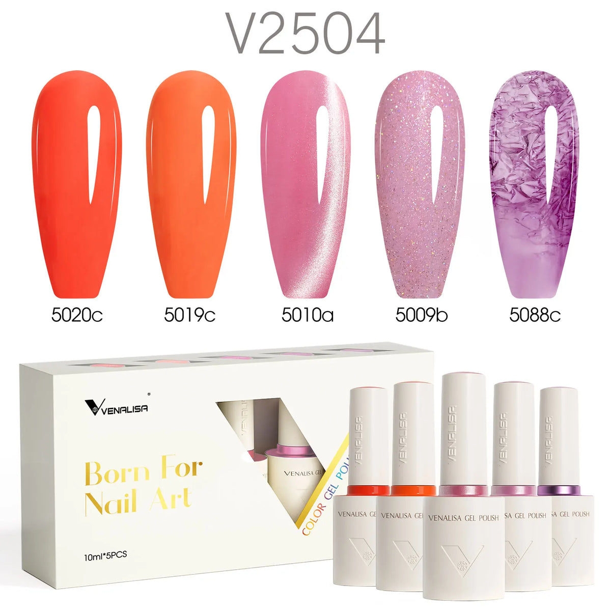 2/3/5pcs/Kit Venalisa 10ml Glossy Color Nail Gel Polish Combo HEMA FREE Long Wear Top Coat Kit Soak Off UV LED Gel Nail Manicure