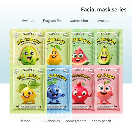 5pcs SADOER Hyaluronic Acid Collagen Face Mask Moisturizing Hydrating Facial Mask Korean Skin Care Sheet Mask for Dry