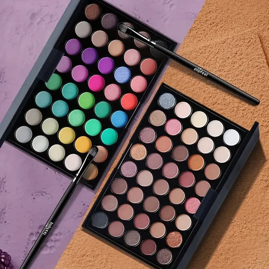 40-Color Eyeshadow Palette with Brush, Long-Lasting and Versatile Shades, Portable Color Mixing Palette, Cosmetics, Perfect Gift