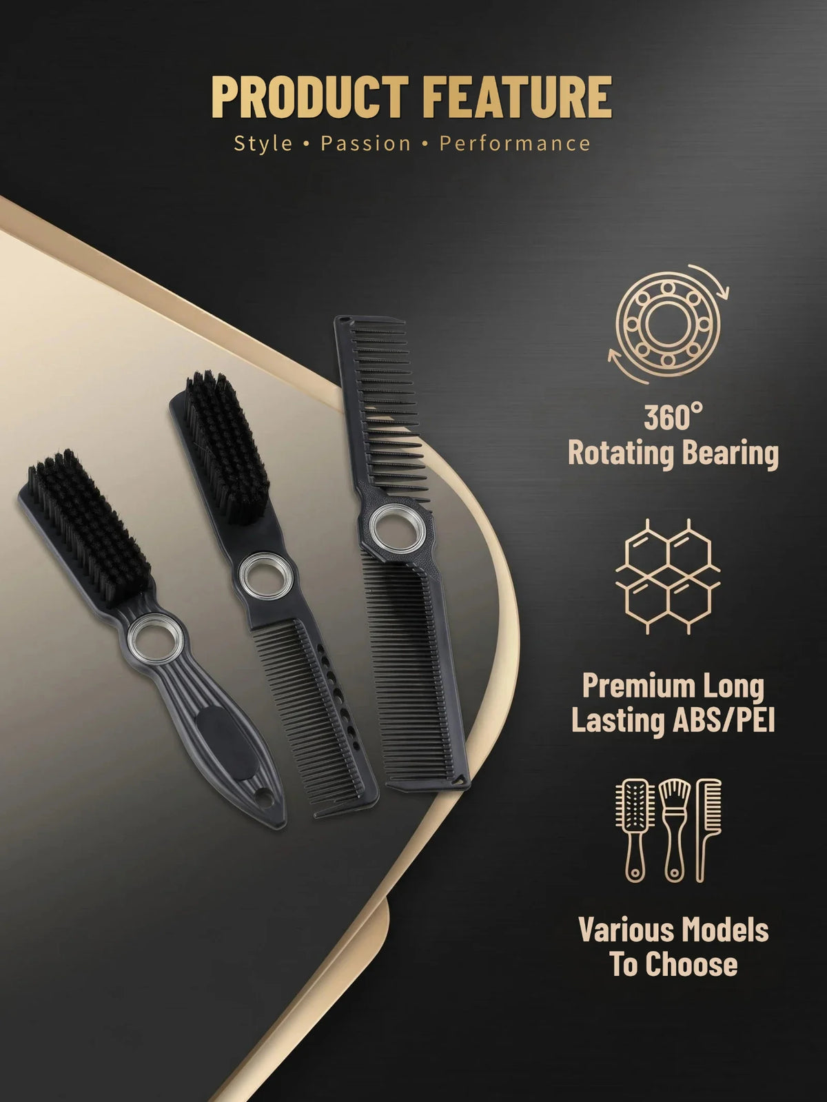 1/3PCS New Pro Spinning Barber Fade Brush Combs Dual-Sided Salon Styling Tools For Hair Removal Neck Duster Cleaning Brushes