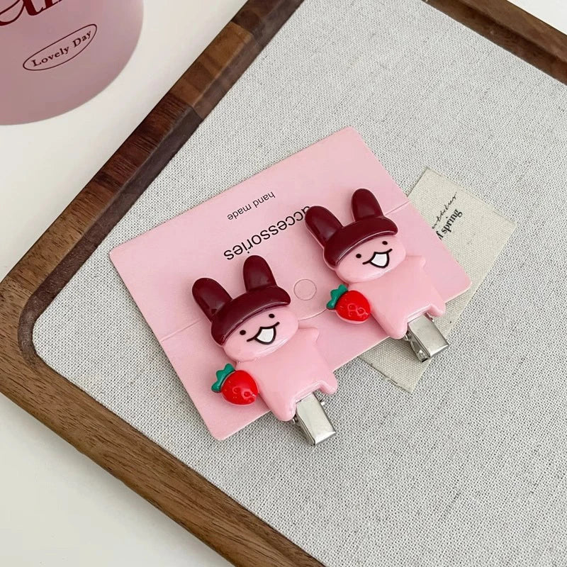 2pcs Cute Cartoon Rabbit Hair Side Clip Bunny Bangs Edge Hairpins Girls Sweet Hair Styling Tools Decoration Tools Gifts