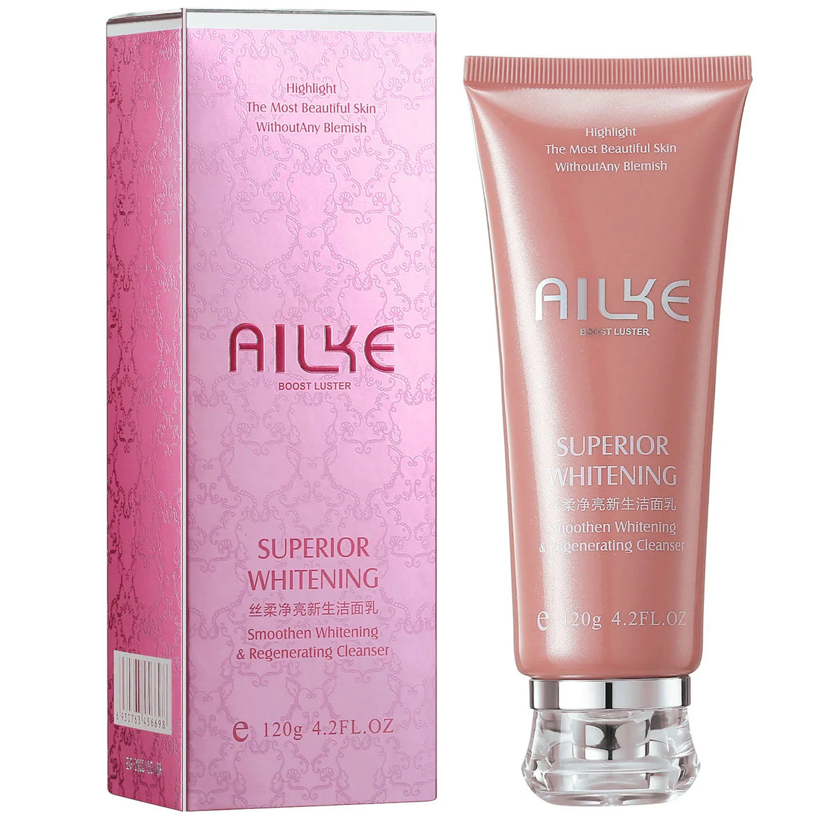 AILKE Natural Rose Facial Cleanser, Brightening, Reduce Dark Spots, Acne, Moisturizing, Clean Pores, Oil Control, 120ml/4.23 oz