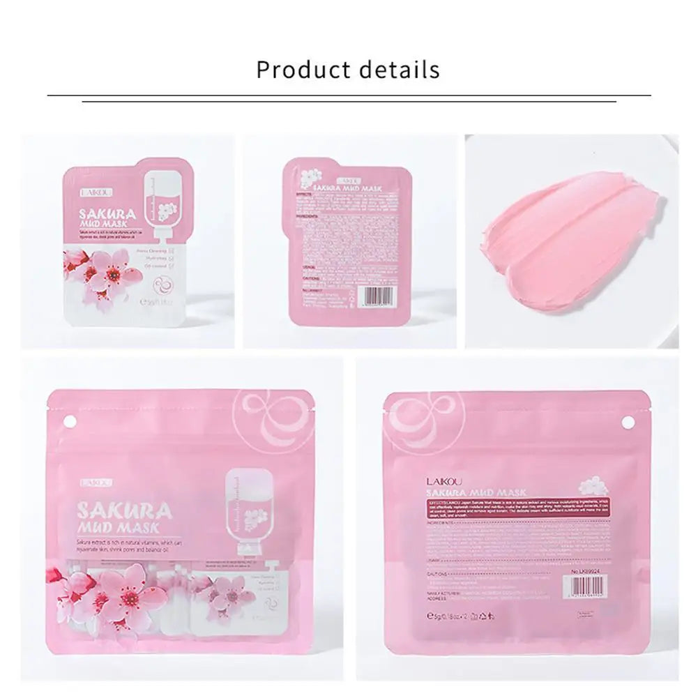 Japan Sakura Mud Face Mask Deep Cleansing Remove Blackheads Oil-Control Clay Mask Moisturizing Deep Cleansing Facial Skin Care