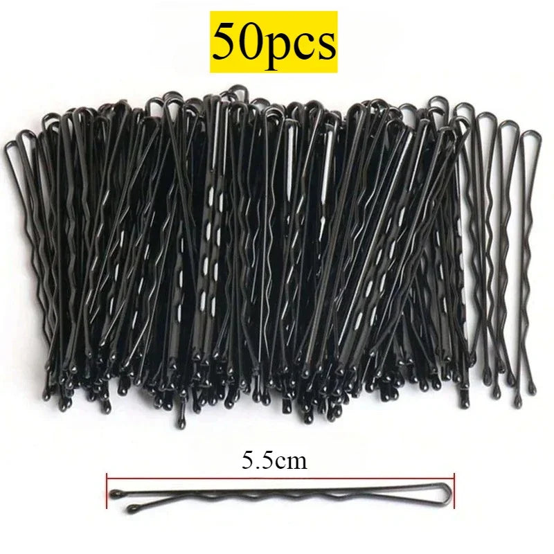 50-600pcs Black Pins Non-Slip Hairpins for Women Durable Metal Straight Line Hair Clips,Secure Hold for Daily Styling Curly Hair