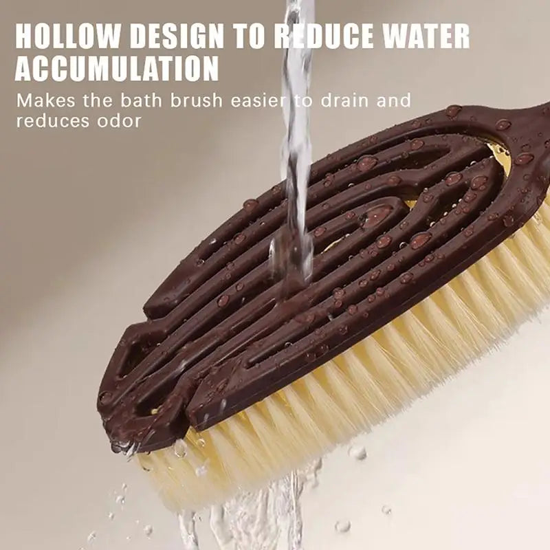 1Pcs 2‑In‑1 Long‑Handle Bath Brush Natural Coconut Bristle Back Scrubber For Wet Dry Body Massage Shower Accessories ****