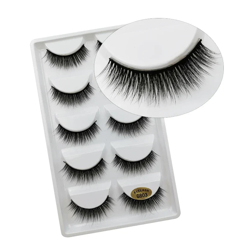 3/5 Pairs 3D Faux Mink Hair Soft Eyelashes Natural Thick Long False Eyelashes Dramatic Fake Lashes Handmade Eyelashes Faux Cils