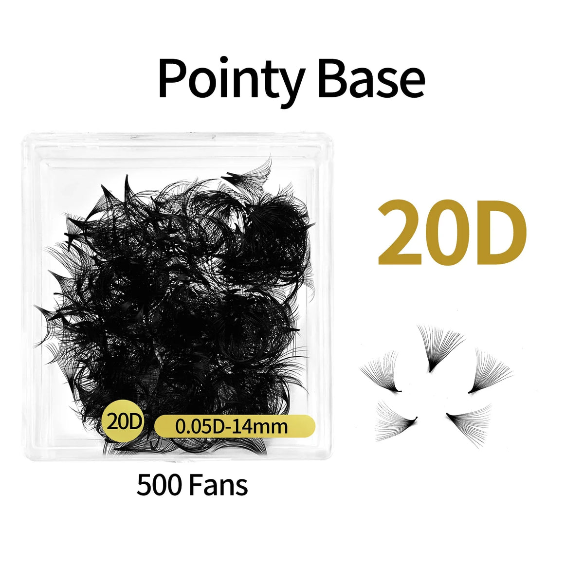 ABONNIE 500 Fans Loose Fan Lashes Extensions 6D-20D 8-18mm Pointy Base Premade Medium Stem Sharp Thin Russian Volume Eyelash