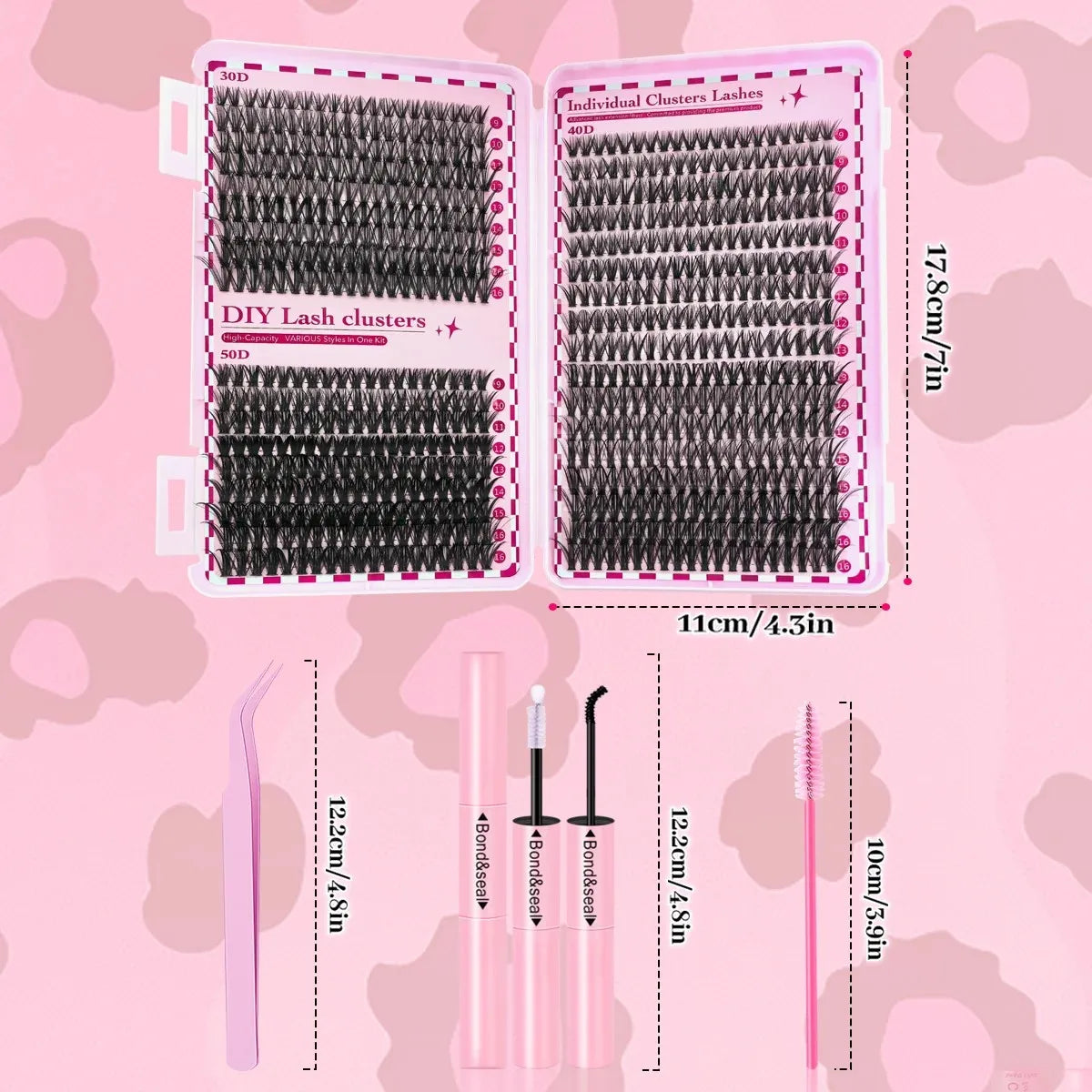 700PCS-30D/40D/50D 80D DIY Eyelash Extension Kit Mixed Length 9-16mm, D-Curl Eyelashes for DIY and Various Festive Celebrations