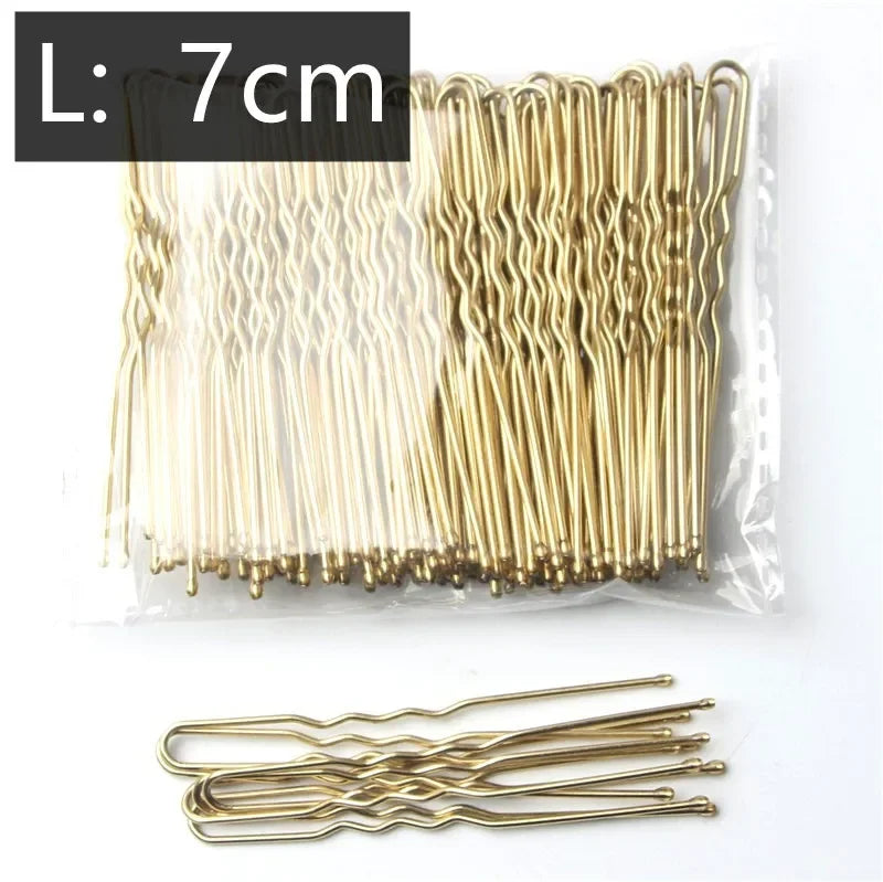 5/6/7cm Alloy Bobby Pins Barrettes U Shaped Metal Hair Pins Waved Hair Clips Bridal Hair Pins Hair Styling Tools Black 50Pcs/Bag