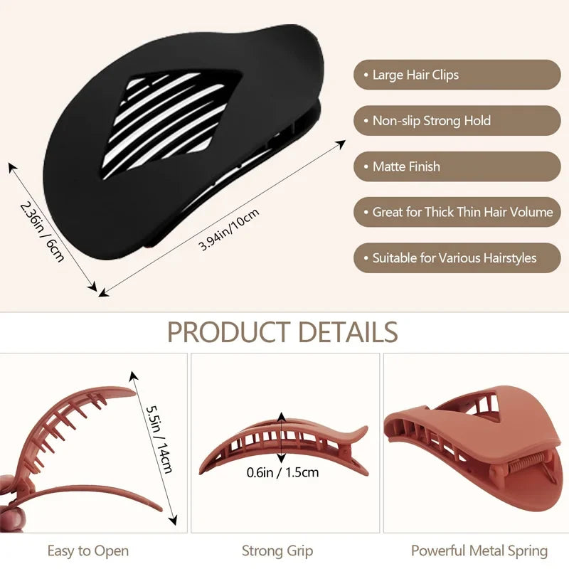 Fashion Oval Hair Claw Clip for Women New Design Leopard Matte Curved Flat Styling Barrettes Lady Ponytail Hairgrip Accessories