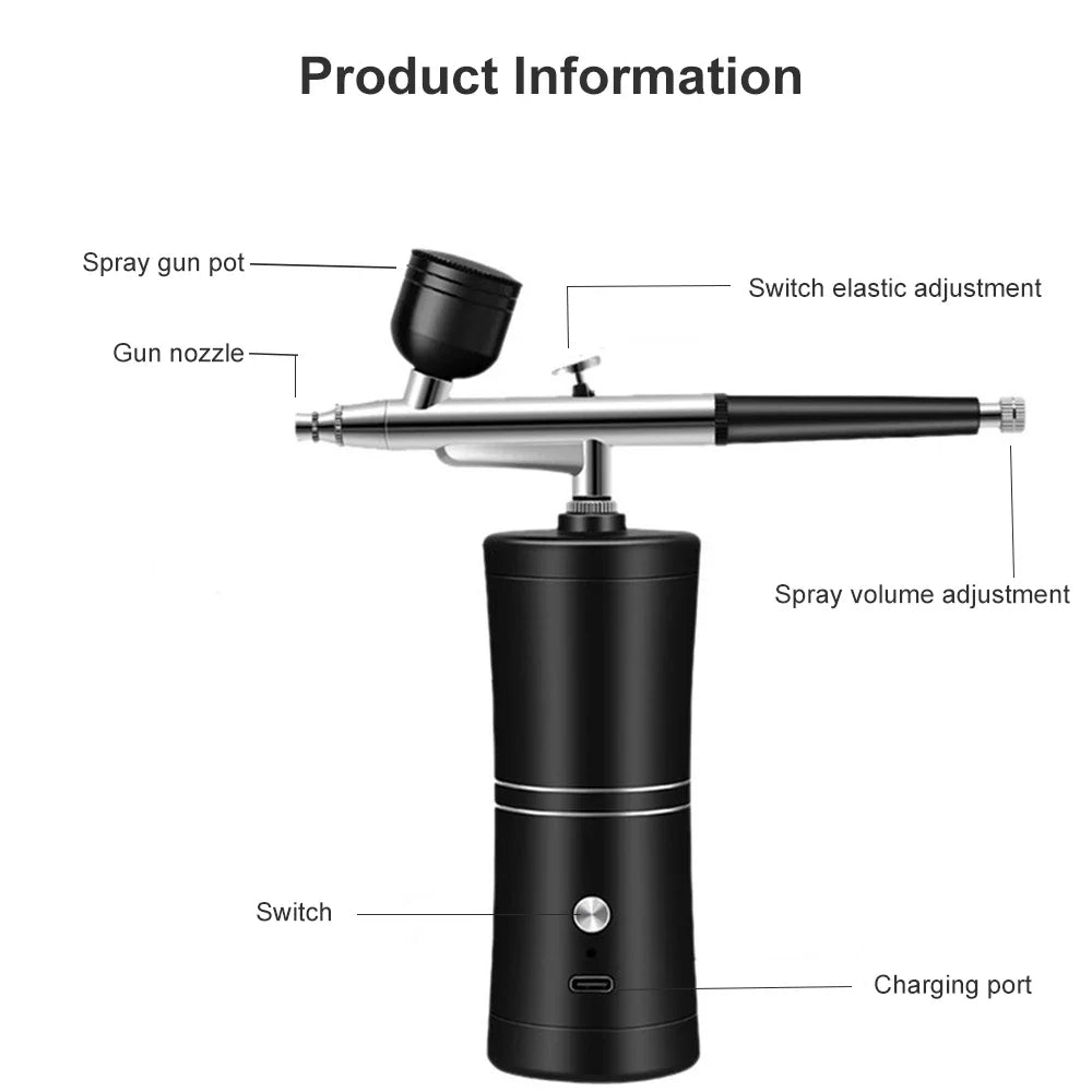 Airbrush Nails Compressor for Painting Makeup Portable Mini Cordless Airbrush Spary Gun for Nail Art Tattoo Cake Decor Painting