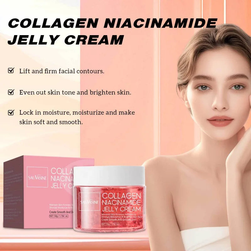50g Collagen Niacinamide Jelly Cream Deep Moisturizing Pore Shrinking Brightening Niacinamide Gel Lifting Firming Face Skincare