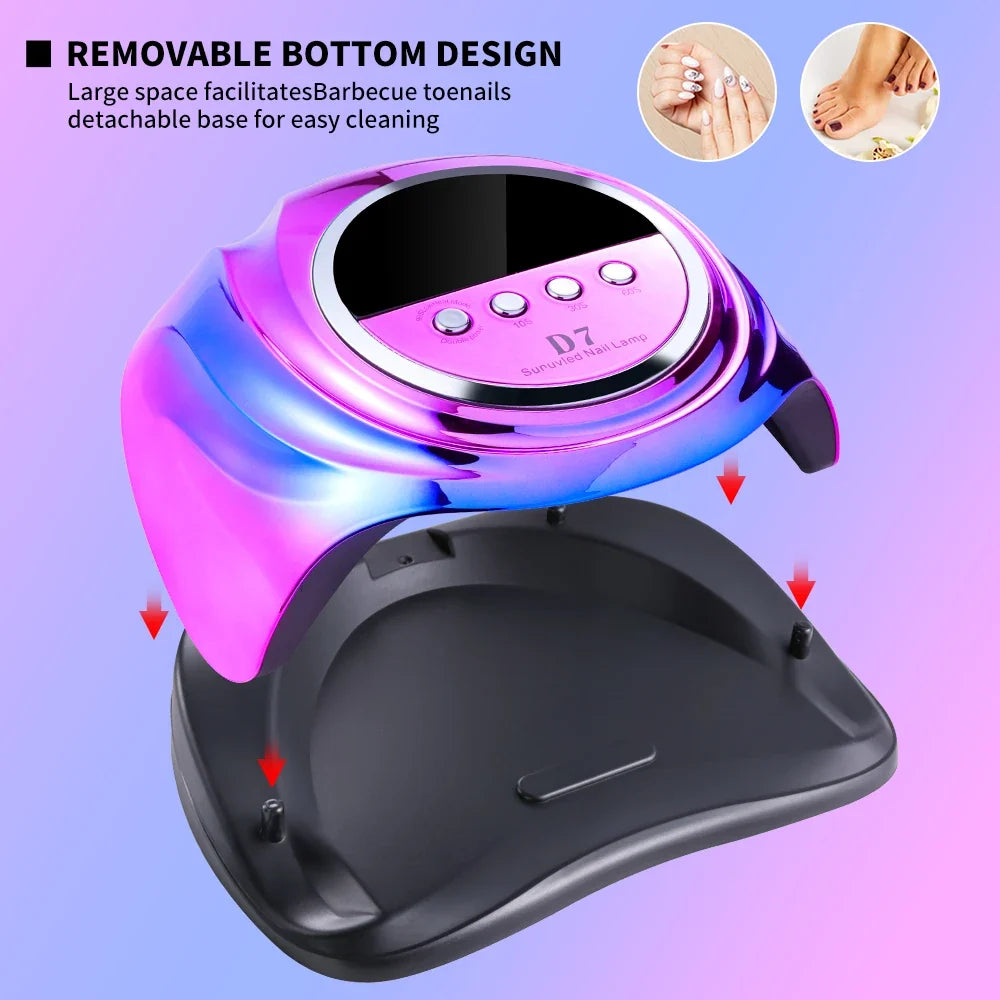 66 LED Professional Nail Drying Lamp with Auto Sensor Smart Drying Nail Gel Polish UV Lamp Removable Base Nail Salon Tool