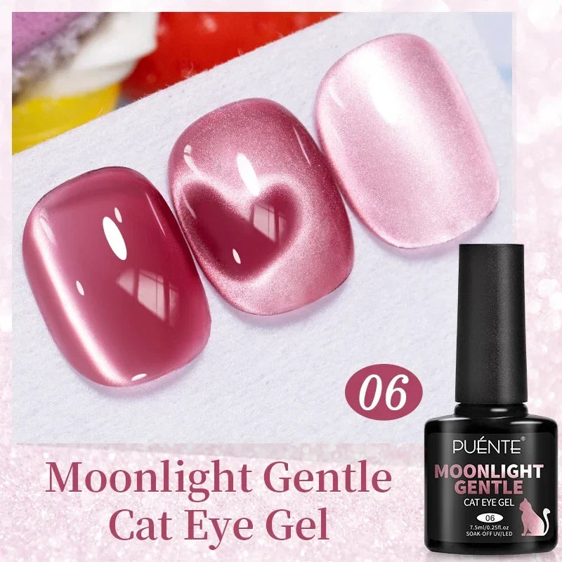 7.5ML Aurora Starlit Cat Eye Gel Nail Polish Rainbow Glitter Galaxy Cat Magnetic Nail Art Gel Soak Off UV Semi-Permanent Varnish