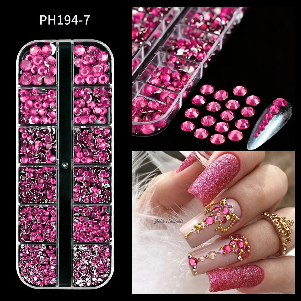 12 Grids Flatback Gold Silver Pearl Beads Nail Charms Round Caviar Ball For Nail Art Decorations 3D Nail Jewelry Rhinestones