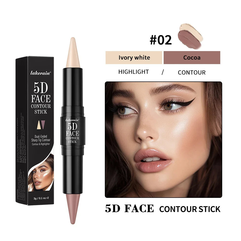 Dual Head Contour Highlighter Stick Sculpt V Face Nose Shadow Concealer Waterproof Long Lasting Smooth Blending Facial Makeup Cosmetics