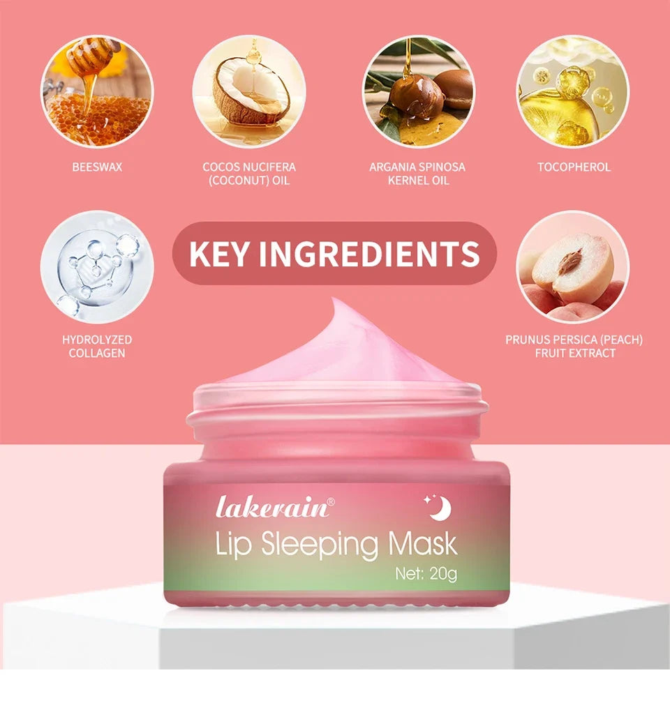 Jelly Peach Lip Sleeping Collagen Mask Hydrated Pink Lip Repair Nourish Protect Volumizes Dry And Chapped Lips Care Products